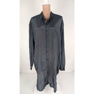 CP Shades Tunic Dress Large Gray Blue Silk Blend Lagenlook Coastal Cowgirl